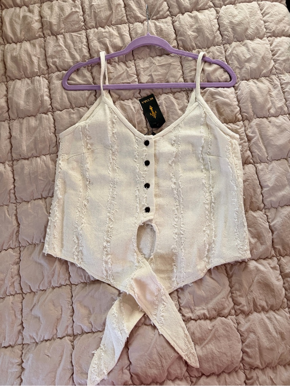 VIDA Cream Tie-Back Spaghetti Strap Camisole